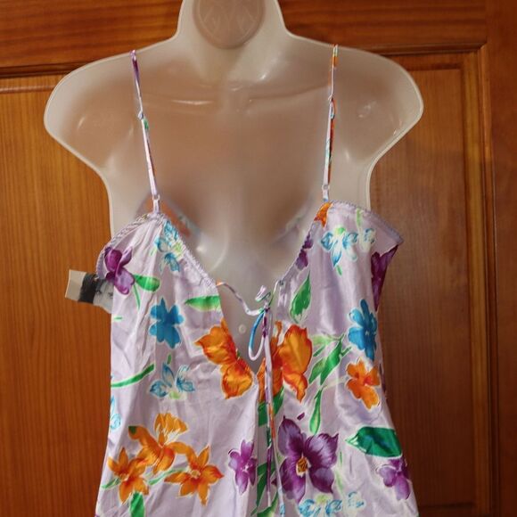 Jaclyn Smith Lavender Floral Satin Nightgown NOS Medium - Picture 7 of 15